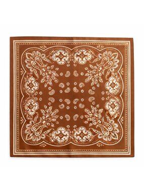 Caramel Brown Satin Paisley Scarf Bandana 26x26 Western Cowgirl Wild Rag
